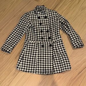 Kids Girls George Black and White Houndstooth Coat Size 7/8